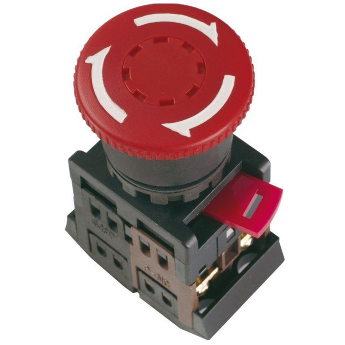 Кнопка IEK BBG10-AE-K04 d=22 мм, 240 В, с фиксацией, цвет красный - Фото 1