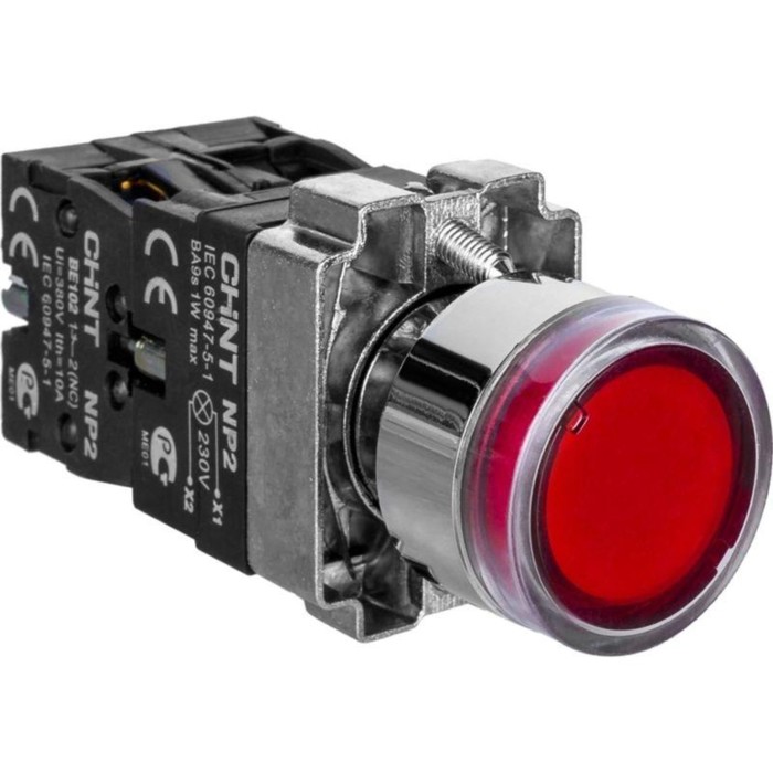 Кнопка управления CHINT 574267 NP2-BW3465, 230 В, IP40, цвет красный