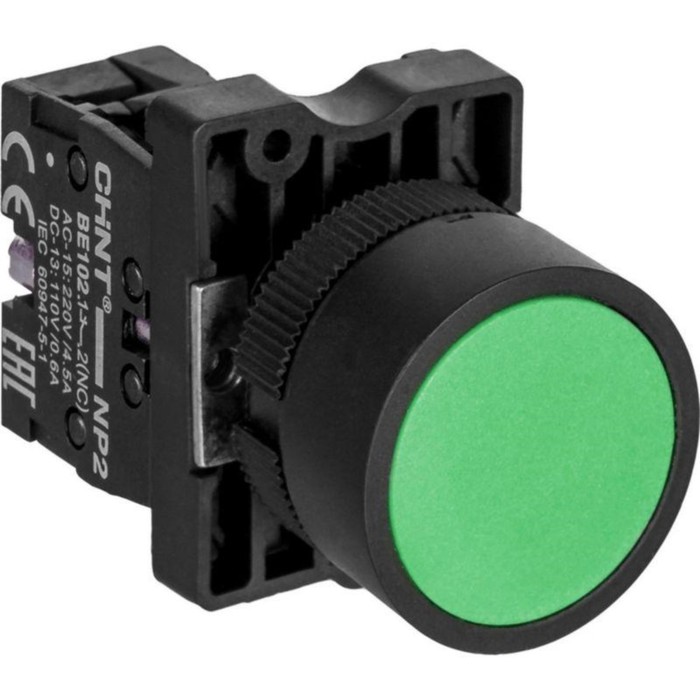 Кнопка управления CHINT 573779 NP2-EA35, без подсветки IP40, цвет зелёный - Фото 1