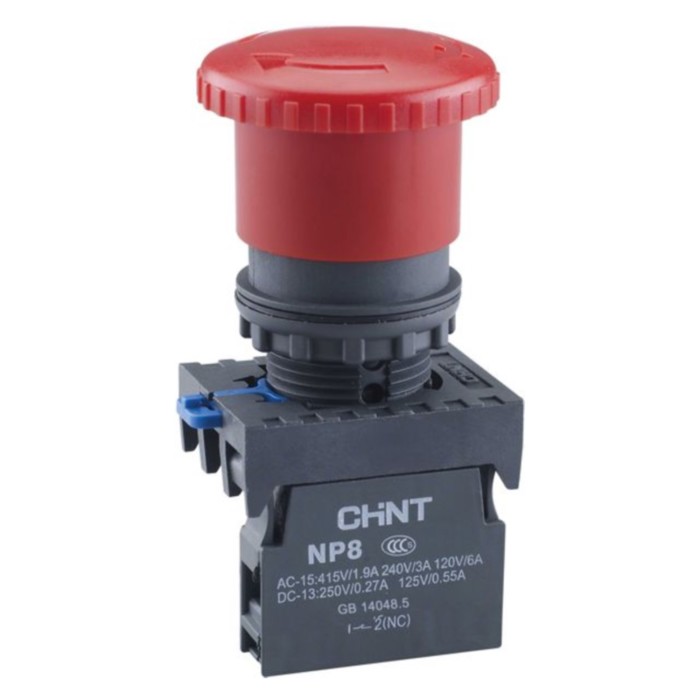 Кнопка управления CHINT 667210 d=40 мм, с фиксацией, IP65, цвет красный