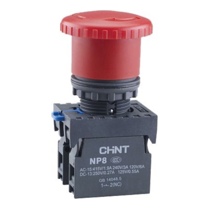 Кнопка управления CHINT 667129 d=40 мм, с фиксацией, IP65, цвет красный