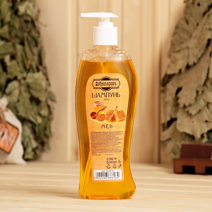 Шампунь для волос банный "Мёд", с дозатором, 420 мл - Фото 1