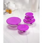 УЦНЕКА Набор стеклянных салатников с крышками Доляна «Классика», 5 предметов: 100 мл (d=9 см), 200 мл (d=10.5 см), 300 мл (d=12.5 см), 400 мл (d=16 cм), 850 мл (d=17 см) - Фото 4