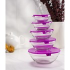 УЦНЕКА Набор стеклянных салатников с крышками Доляна «Классика», 5 предметов: 100 мл (d=9 см), 200 мл (d=10.5 см), 300 мл (d=12.5 см), 400 мл (d=16 cм), 850 мл (d=17 см) - Фото 7