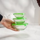 УЦЕНКА Набор стеклянных салатников Доляна «Классика», с крышками, 5 предметов: 900 мл (17×7,6 см), 500 мл (16×6 см), 350 мл (12,5×5,4 см), 200 мл (10,5×4,5 см), 130 мл (9×3,7 см), цвет зелёный - Фото 8