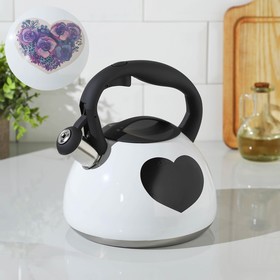 УЦЕНКА Чайник со свистком из нержавеющей стали Доляна «Сердце», 3 л, с индикатором нагрева 9824508