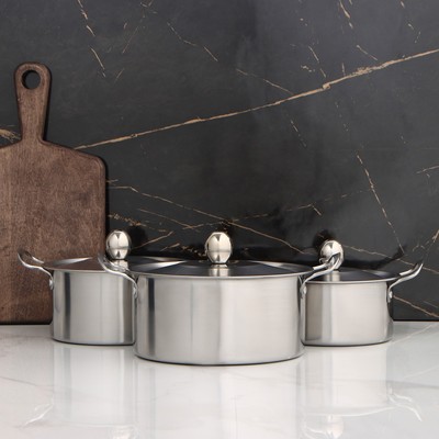 УЦЕНКА Набор кастрюль из нержавеющей стали «Классик», 3 предмета: 1 л (d=16 см), 1,5 л (d=18 см), 2 л (d=20 см)