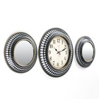 Часы настенные, интерьерные, бесшумные, d-40 см,набор  с 2 зеркалами - фото 22345623