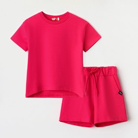 Комплект (футболка/шорты) детский А.42100, цвет бубль-гум, рост 104см