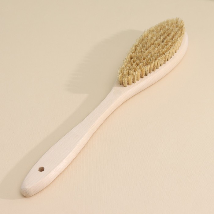 Щетка массажная для тела на длинной ручке, натуральная щетина, 39×7×4 см 36565
