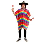 Пончо прямоугольное с бахромой, полоски 6 цветов, шляпа, маракасы - фото 10632444