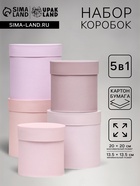 Набор шляпных подарочных коробок 5 в 1 «Пудра»,20×20×20‒13.5×13.5×13.5 см - Фото 1