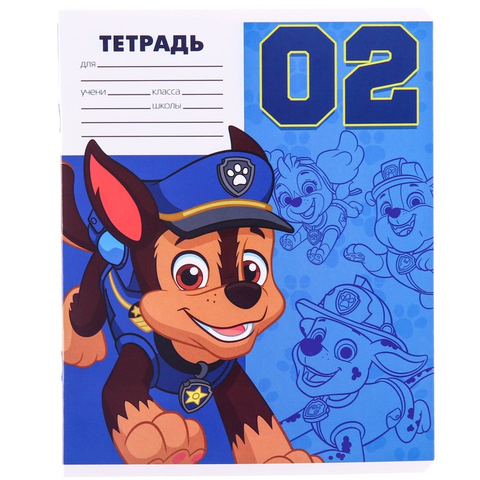 Тетрадь 12 листов, 5 видов МИКС, косая линия, Paw Patrol