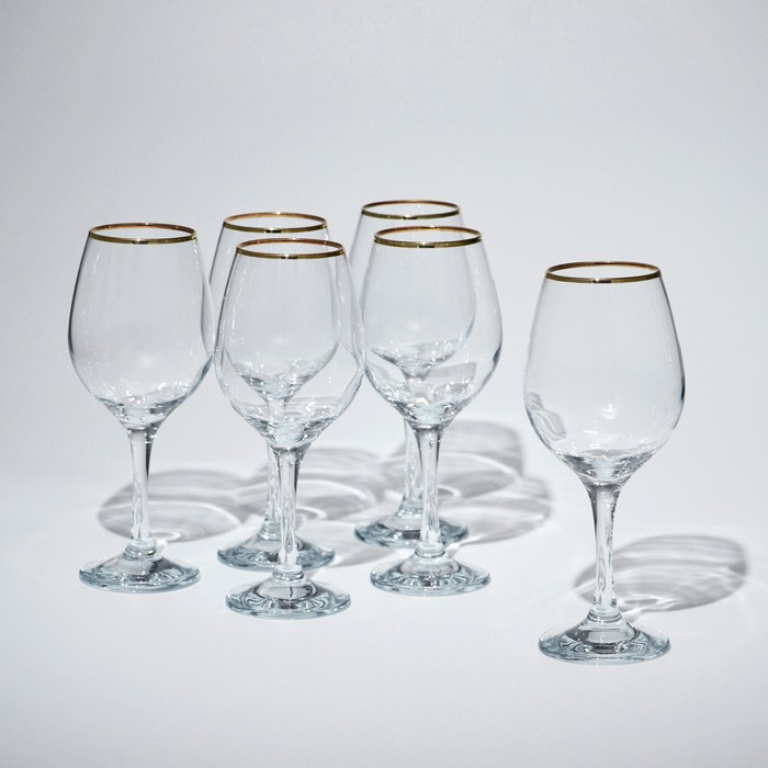 Набор стеклянных бокалов Amber, 365 мл, 6 шт, золотая кайма - Фото 1