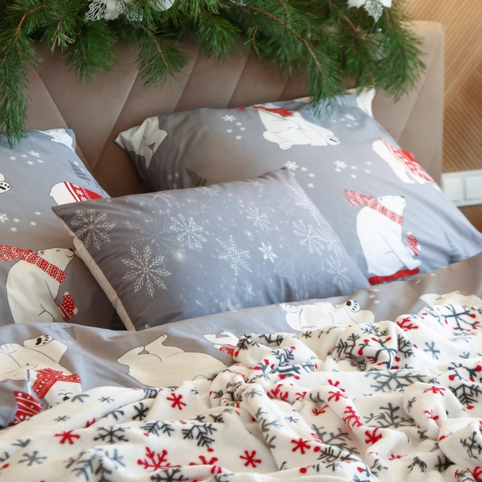 Подушка декоративная новогодняя «Этель. Снежинки», 60×40 см - Фото 1