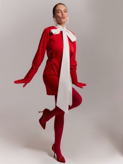 Платье мини женское MINAKU: Silk pleasure, красное, размер 48