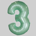 Шар фольгированный 40" «Цифра 3», мятный макарунс - фото 22347552