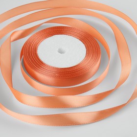 Лента атласная, 12 мм × 30 ± 1 м, цвет бледно-оранжевый