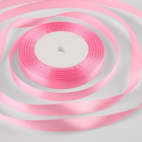 Лента атласная, 12 мм × 30 ± 1 м, цвет ярко-розовый