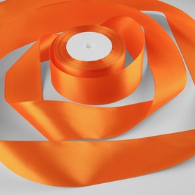 Лента атласная, 50 мм × 30 ± 1 м, цвет светло-оранжевый