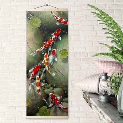 Картина по номерам 35 × 88 см «Панно» «Карпы кои» 25 цветов