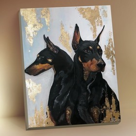 Картина по номерам с поталью 40 × 50 см «Собаки породы доберман» 16 цветов