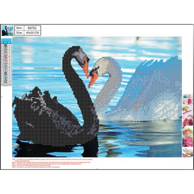 Алмазная мозаика 5D «Лебеди» 30 × 40 см, без подрамника, частичное заполнение