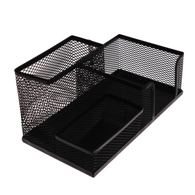 УЦЕНКА Подставка для канцелярских мелочей 3 отделения, сетка, черная