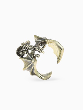 Кольцо «Япония» светящееся, дракон, синий в чернёном золоте, безразмерное