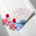 Серьги «Япония» сакура и овалы, цветные в серебре - Фото 3