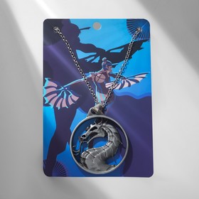 Кулон «Япония» огнедышащий дракон, цвет чернёное серебро, 56 см