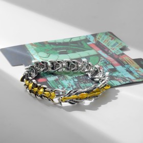 Браслет металл "Япония" отдыхающий дракон, цвет серебро + золото, 20см