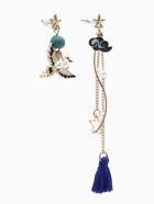 Серьги с жемчугом «Япония», аист и звёзды, цветные в золоте - Фото 3