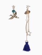 Серьги с жемчугом «Япония», аист и звёзды, цветные в золоте - Фото 4