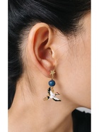 Серьги с жемчугом «Япония», аист и звёзды, цветные в золоте  (артикул 9473118)  большой выбор товаров оптом и в розницу по низким ценам с доставкой