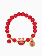 Браслет из бусин «Япония. Кошечка нэко», L=16 см, красный в золоте - Фото 1