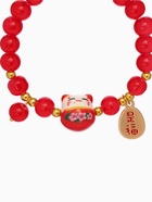Браслет из бусин «Япония. Кошечка нэко», L=16 см, красный в золоте - Фото 3