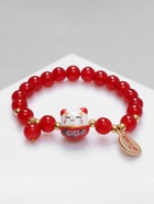 Браслет «Япония» кошечка с бусинами, цветной в золоте, 16 см 9473127