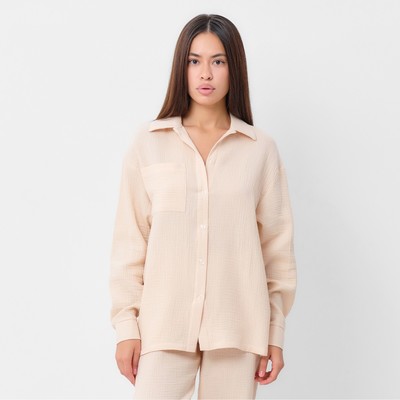 Пижама женская (рубашка, брюки) KAFTAN Basic, размер 44-46, молочная