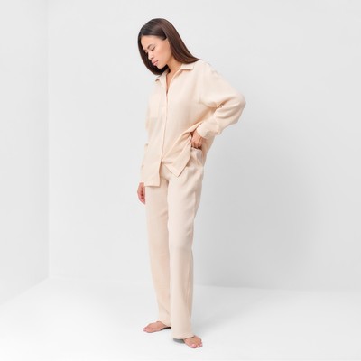 Пижама женская (рубашка, брюки) KAFTAN Basic, размер 44-46, молочная