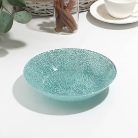Тарелка глубокая Icy Turquoise, стеклянная, d=20 см,