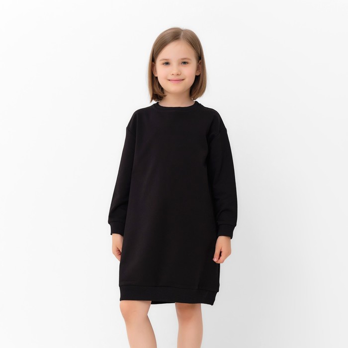 Платье для девочки MINAKU: Casual Collection, прямое, чёрное, рост 128 см