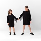 Платье для девочки MINAKU: Casual Collection, прямое, чёрное, рост 128 см - Фото 6
