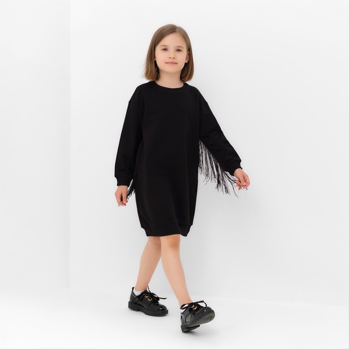 Платье для девочки MINAKU: Casual Collection, прямое, чёрное, рост 134 см - Фото 1