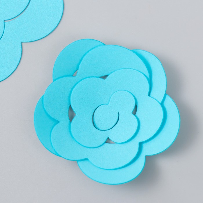 Заготовка из фоамирана "Цветок завиток" 10х9,5 см  набор 5 шт. нежно-голубой - Фото 1