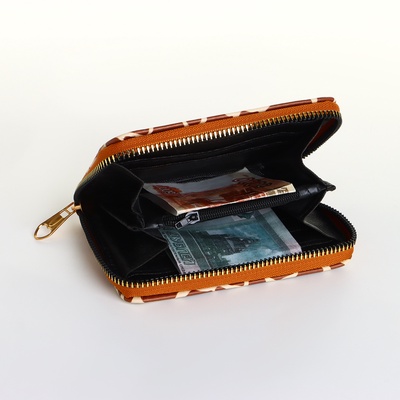 Кошелёк на молнии, цвет коричневый