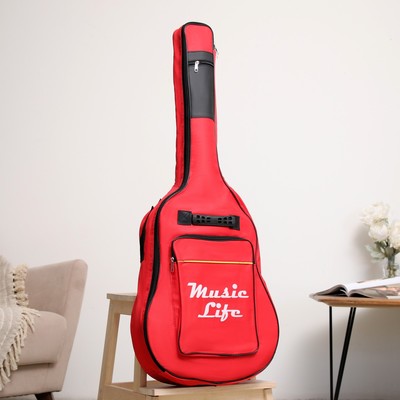 Чехол для гитары Music Life, премиум, красный, 106×43×12 см