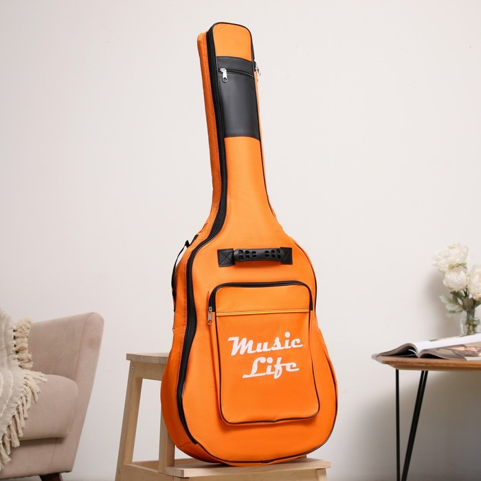Чехол для гитары Music Life, премиум, оранжевый, 106×43×12 см - Фото 1