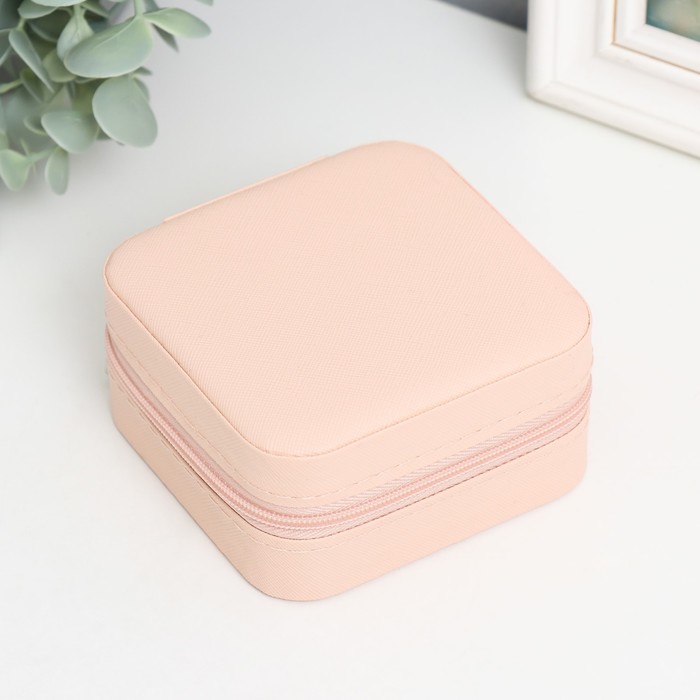 Шкатулка для украшений «Элегия. Квадратная», кожзам, розовый, 5×10×10 см - Фото 1