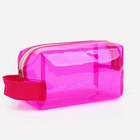 Косметичка на молнии, с ручкой, малиновая - Фото 3
